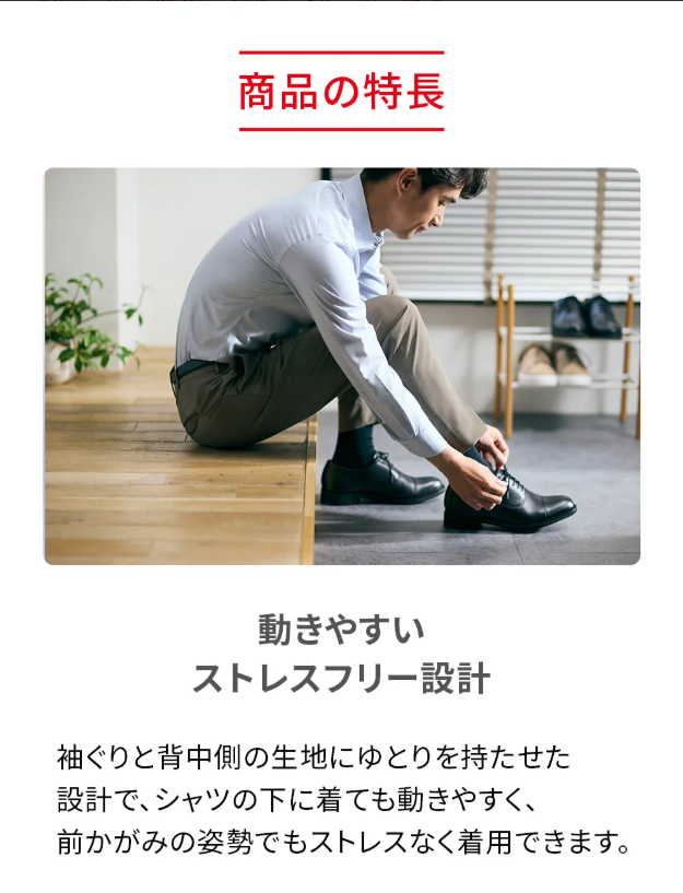 Vネックインナー半袖【男性用】