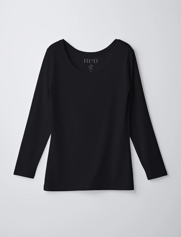 Uネックインナー長袖【女性用】ブラック